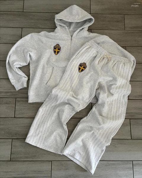 Color: LightSteelBlue - Size: M - Men's Tracksuits Tracksuit Streetwear Zip Designer Hoodie Sweatpants Suit Jacket Men Clothes Two Piece Set Hip Hop Embroidered Sweatshirt