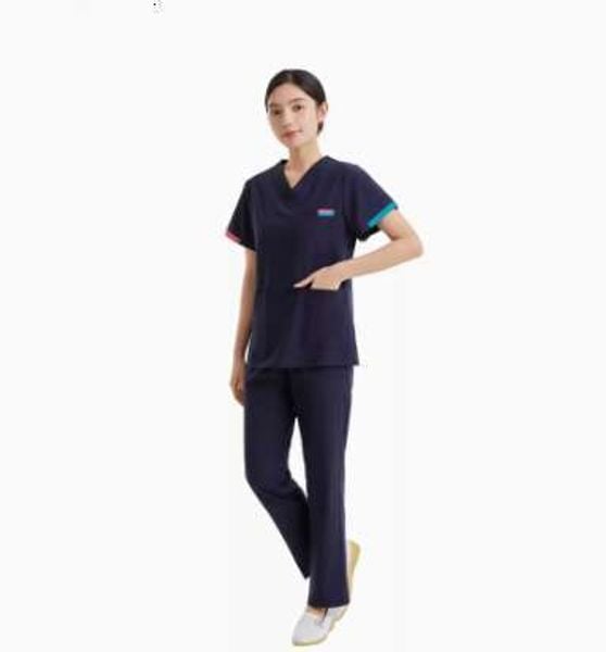 Color: Pink - Size: 3XL - ANNO Maternity Work wear Loose Pregnant Woman Nurse Uniforms Hospital Clothing Female Adjustable Waist ScrubsSet H260127