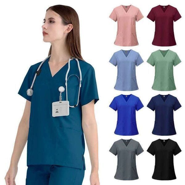 Color: Single nurse hat 2 - Size: L - Scrubs Sets Medical Scrub Stretch Suit Healthcare Nursing Articles Unisex Surgical Uniforms Woman Men Uniform 26H0131