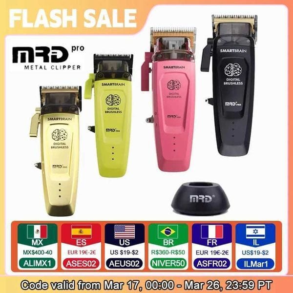 Color: Violet - Hair Clipper Man tondeuse barber MRD Intelligent Brain Hc-90-4 Mens Professional All Metal Elevator High Torque Digital Brushless Motor Cordless Trimmerw25041