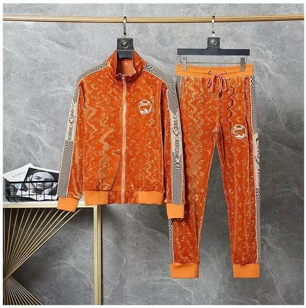 Color: Champagne - Size: L - 25ss Men's Tracksuit Brand Designer Men's Sports Suit Two-Piece Long-Sleeved Zipper Letter Printing Embroidery Fashion Casual Men'ss Two-Pieces Suits