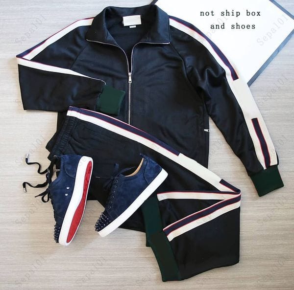 Color: pants - Size: L - Mens Casual Tracksuit Fashion Letter Pattern Sweatsuit Men's Suits Classic Outfits Men Two Pieces Pants Spring Jacket