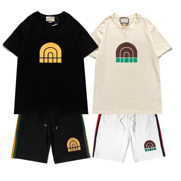 Color: T1 - Size: M - Casual Suit Mens Tracksuit Fashion Summer Sportwear Crew Neck Short Sleeves T-shirt+shorts 2 Color Option High Quality