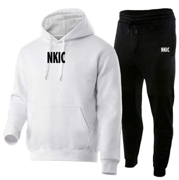 Color: Beige - Size: XS - Adult: yes - Winter Brand Hoodie Sets Men Fashion Fleece White Black Hoodies Pants Casual Jogger Suit Tracksuit Sweatshirt Woman Pullover