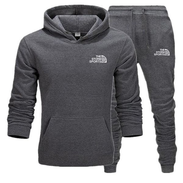 Color: Dark gray - Size: M - Adult: yes - Men's Tracksuits brand two piece set men zip jacket sweatpants joggers sweatsuit tracksuit men sportswear hoodie pants male top