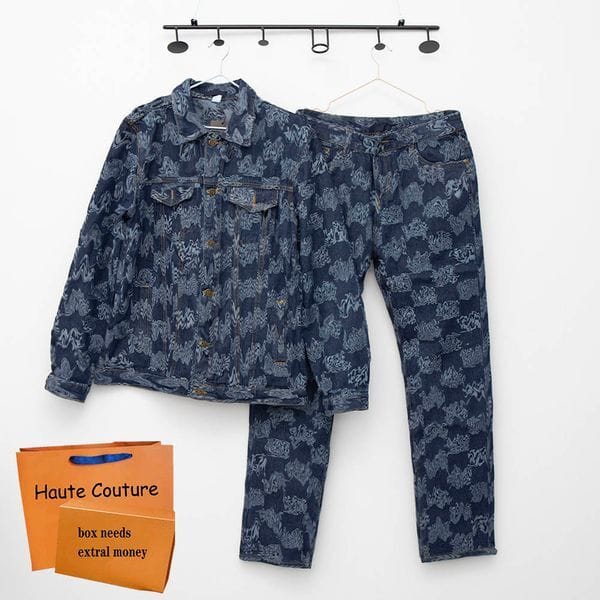 Color: Blue-pants - Size: L - mens tracksuits fashion plaid print jacketjeans 2pic suits cool hip hop women jeanswears high quality zipper overalls jeanswear