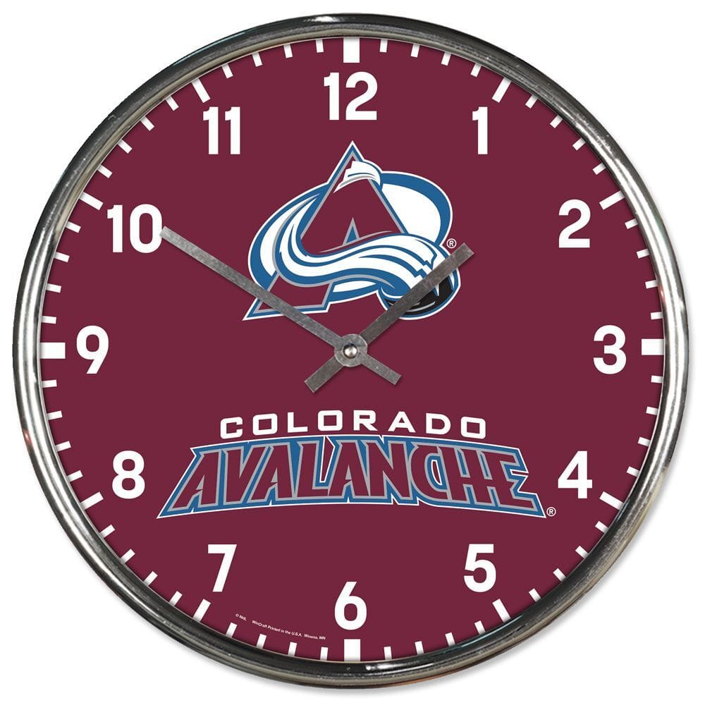 Colorado Avalanche Clock Round Wall Style Chrome