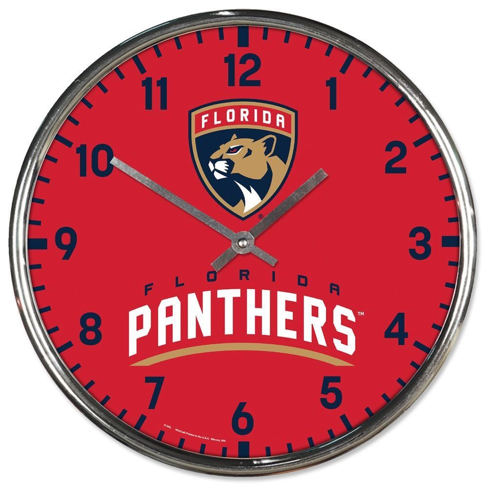 Florida Panthers Clock Round Wall Style Chrome
