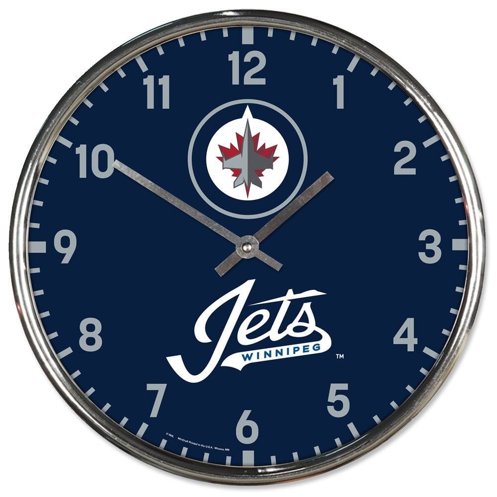 Winnipeg Jets Clock Round Wall Style Chrome