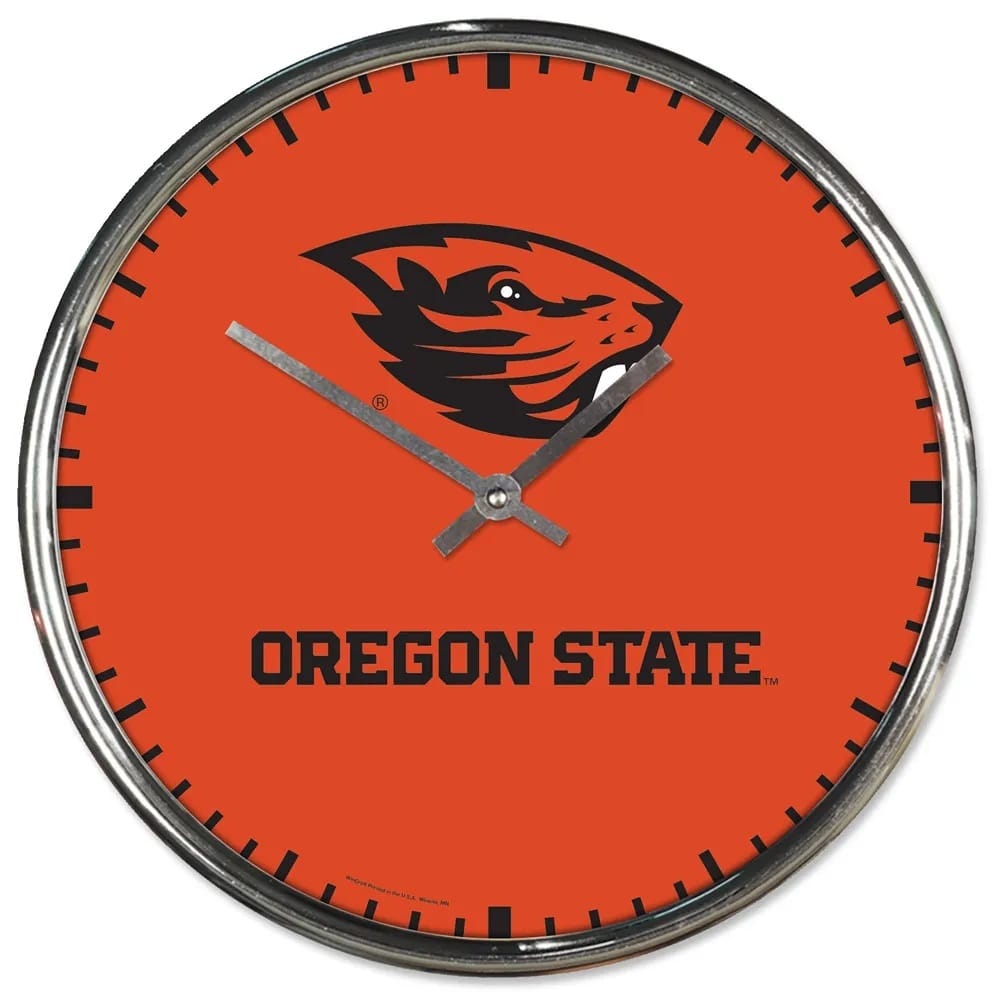Oregon State Beavers Clock Round Wall Style Chrome