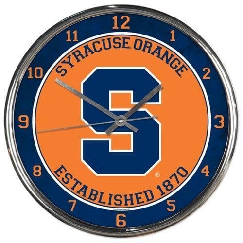 Syracuse Orange Clock Round Wall Style Chrome