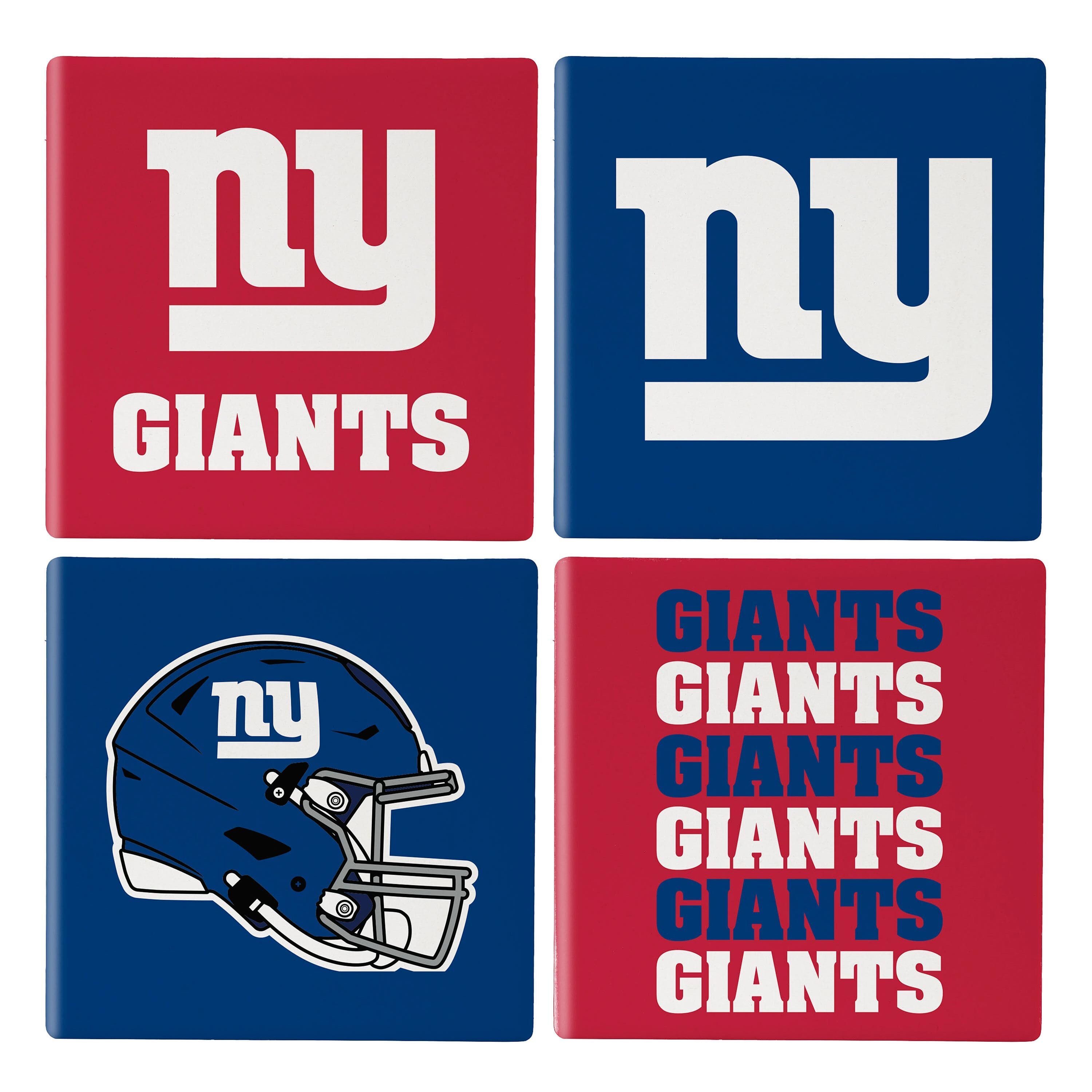 New York Giants Coaster Set 4 Piece with Wood Caddy