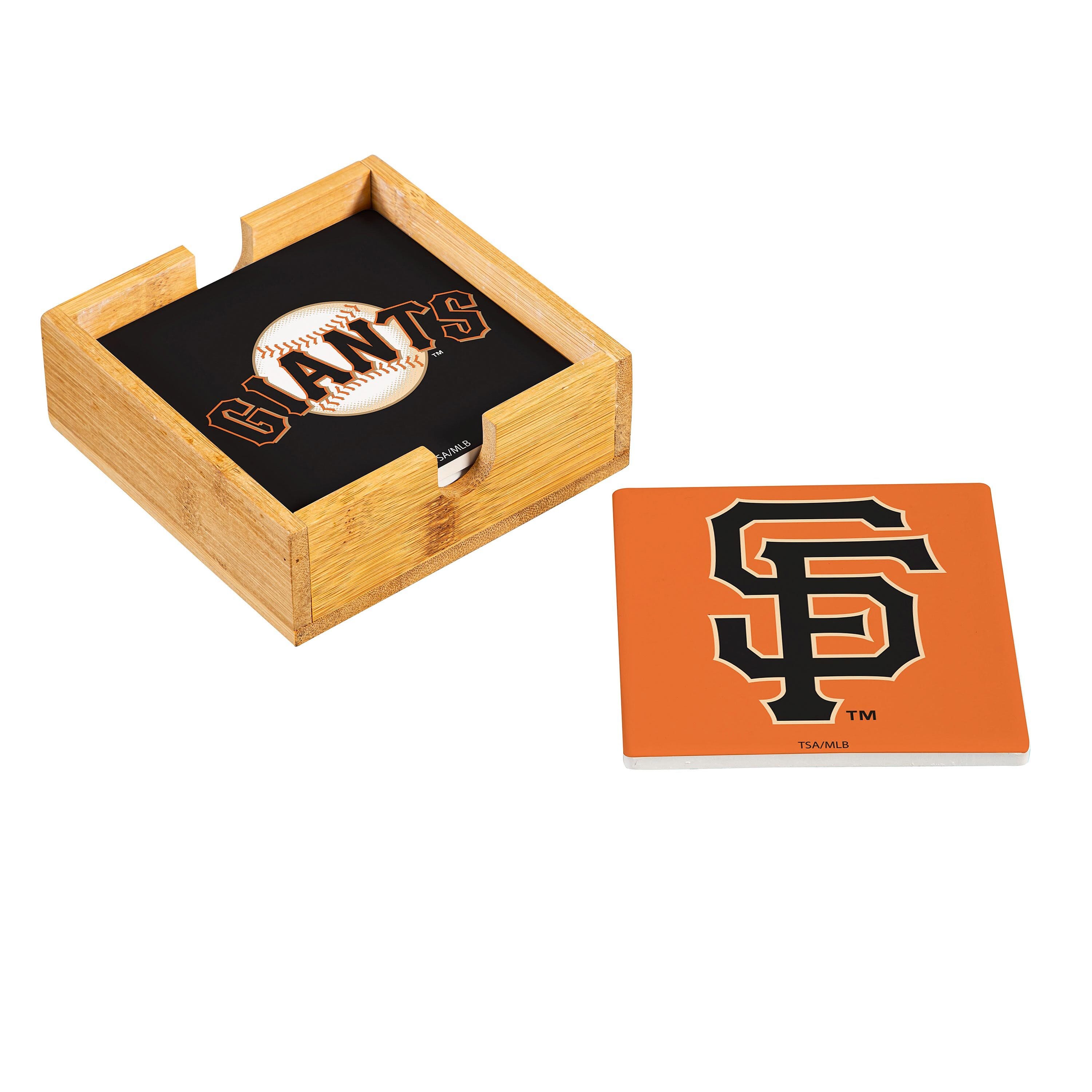 San Francisco Giants Coaster Set 4 Piece with Wood Caddy