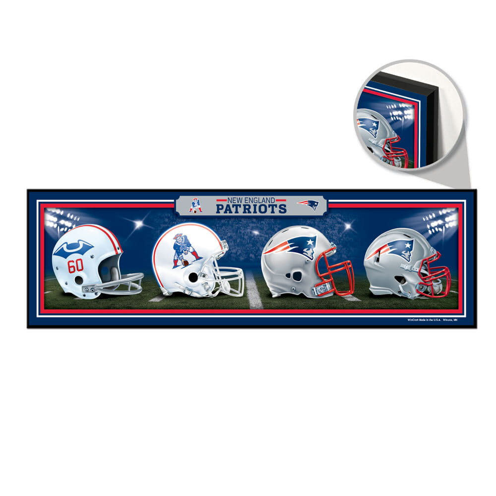New England Patriots Sign 9×30 Wood Helmets Design