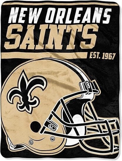 New Orleans Saints Blanket 46×60 Micro Raschel 40 Yard Dash Design Rolled
