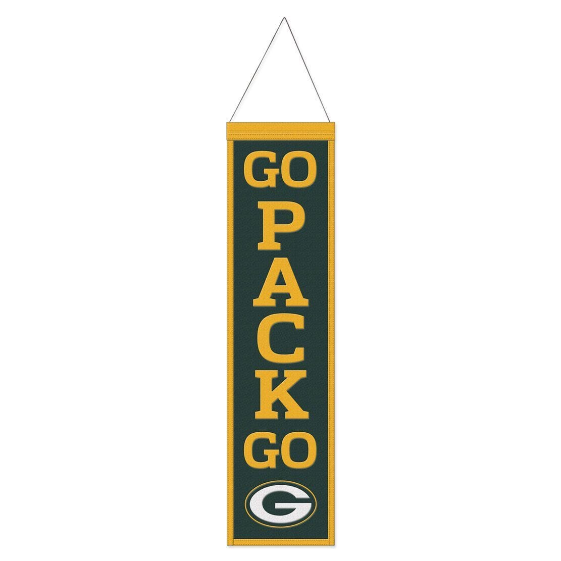 Green Bay Packers Banner Wool 8×32 Heritage Slogan Design – Special Order