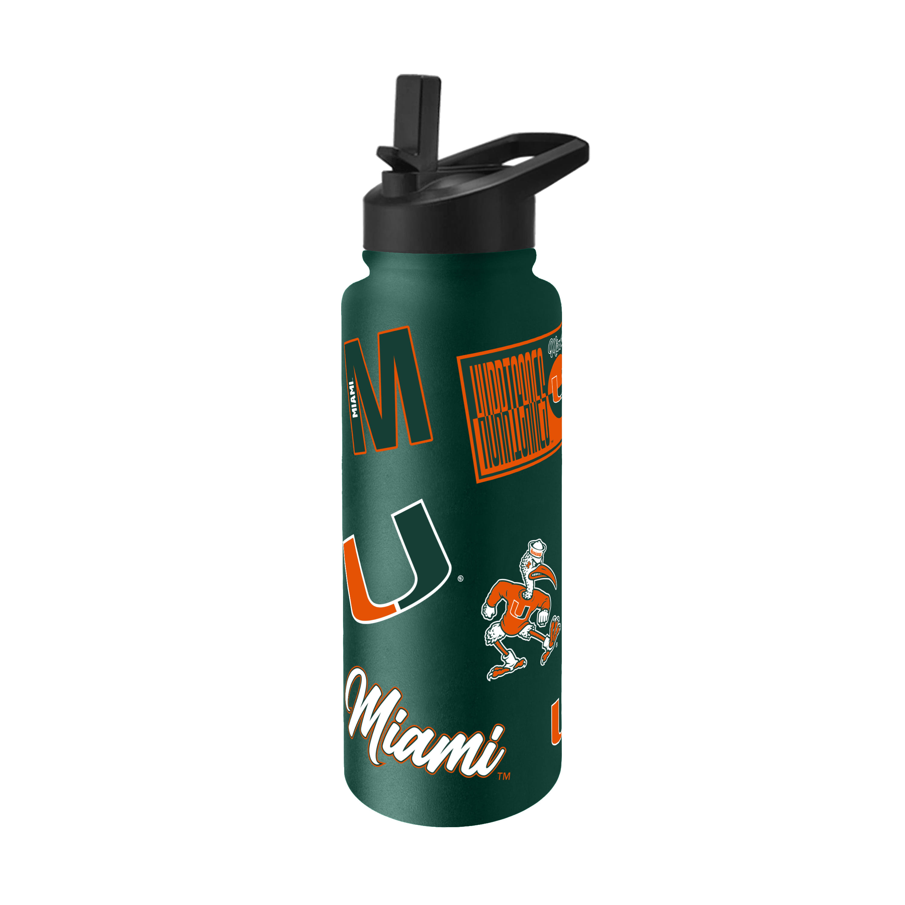 Miami Hurricanes Quencher Bottle 34oz Stainless Steel Dreamweave