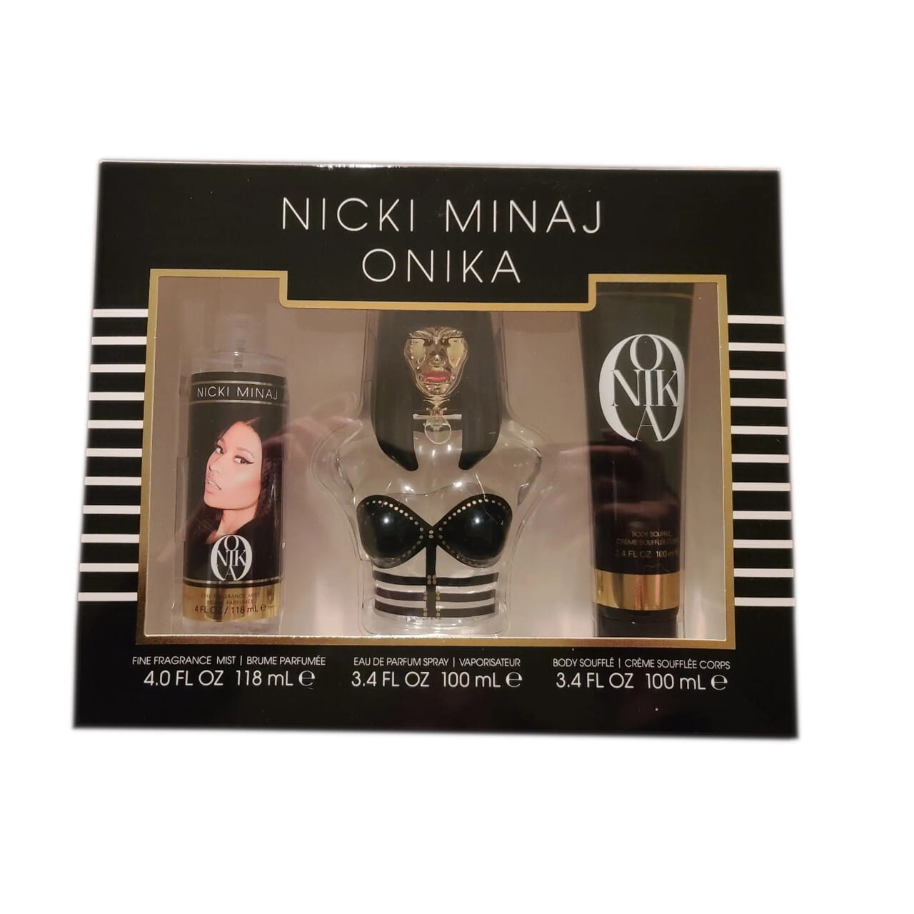Nicki minaj onika 3 pcs set for women: 3.4 eau de parfum spray + 3.4 body lotion + 1.7 body mist