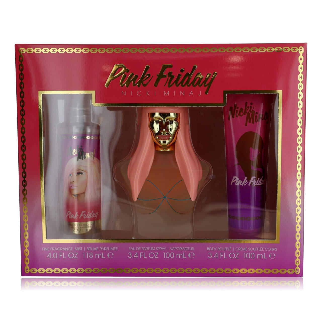 Nicki minaj pink friday 3 pcs set for women: 3.4 eau de parfum spray + 3.4 body lotion + 1.7 body mist