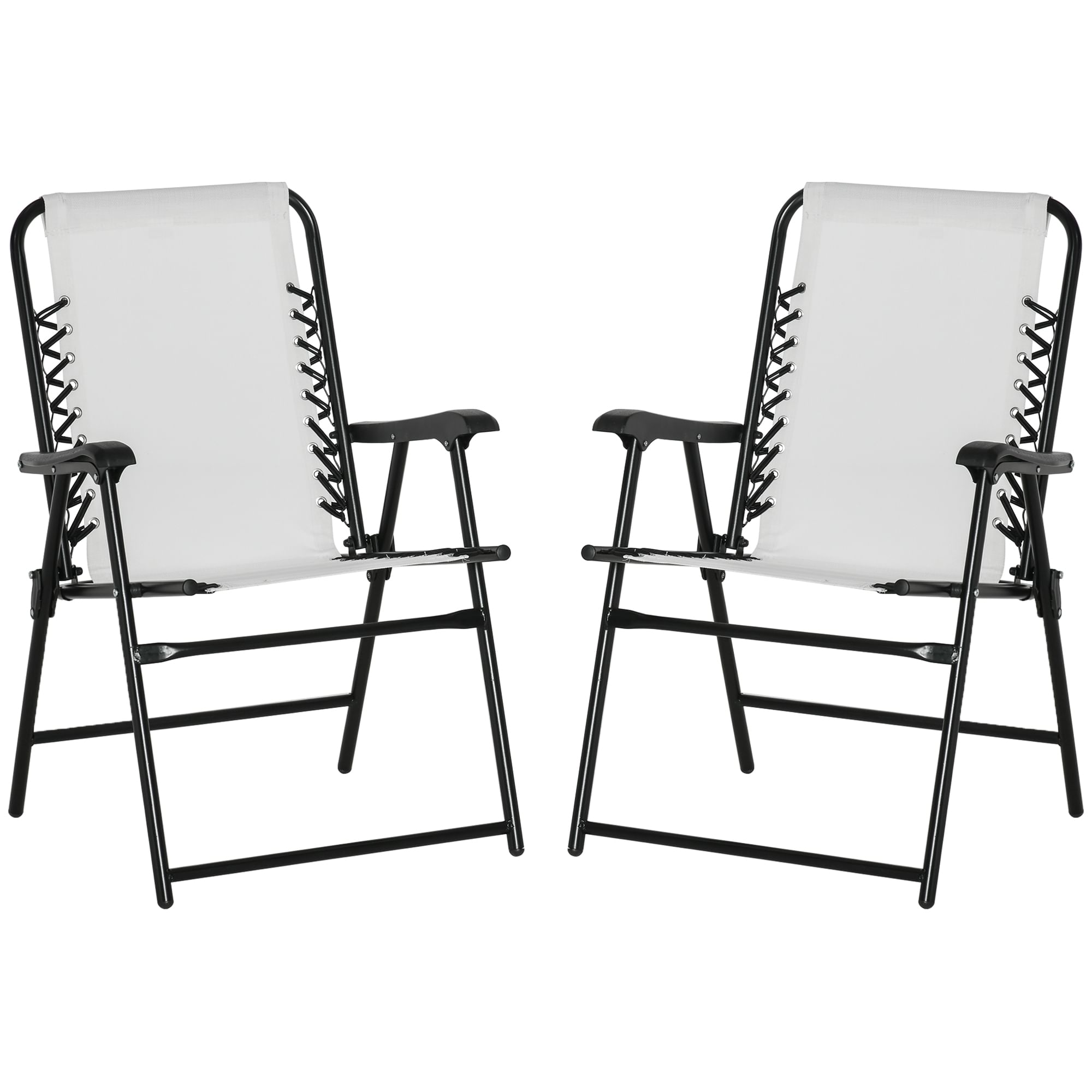 Set 2 Patio Folding Dining Chair Set Garden Outdoor Cream Wh