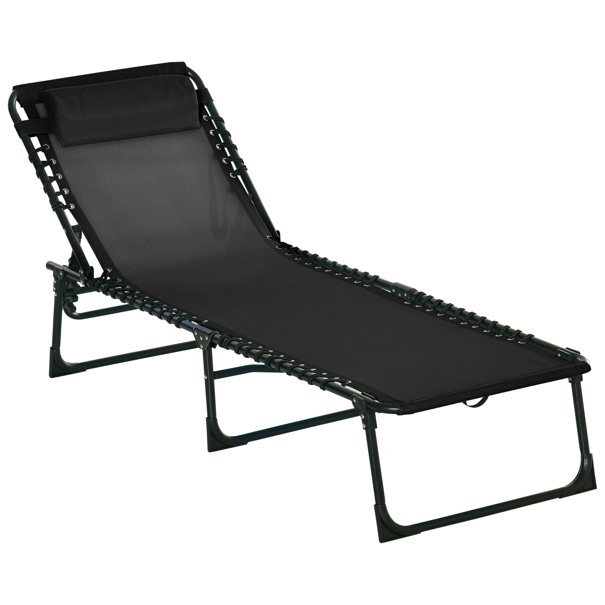 Sun Lounger Reclining Cot Foldable Folding Garden Chair Bed