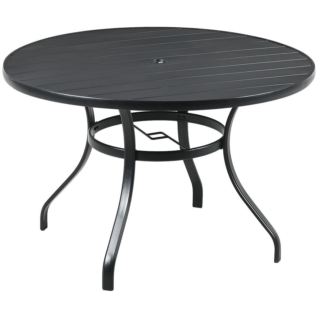 Outsunny Garden Table Parasol Hole Slatted Metal Black