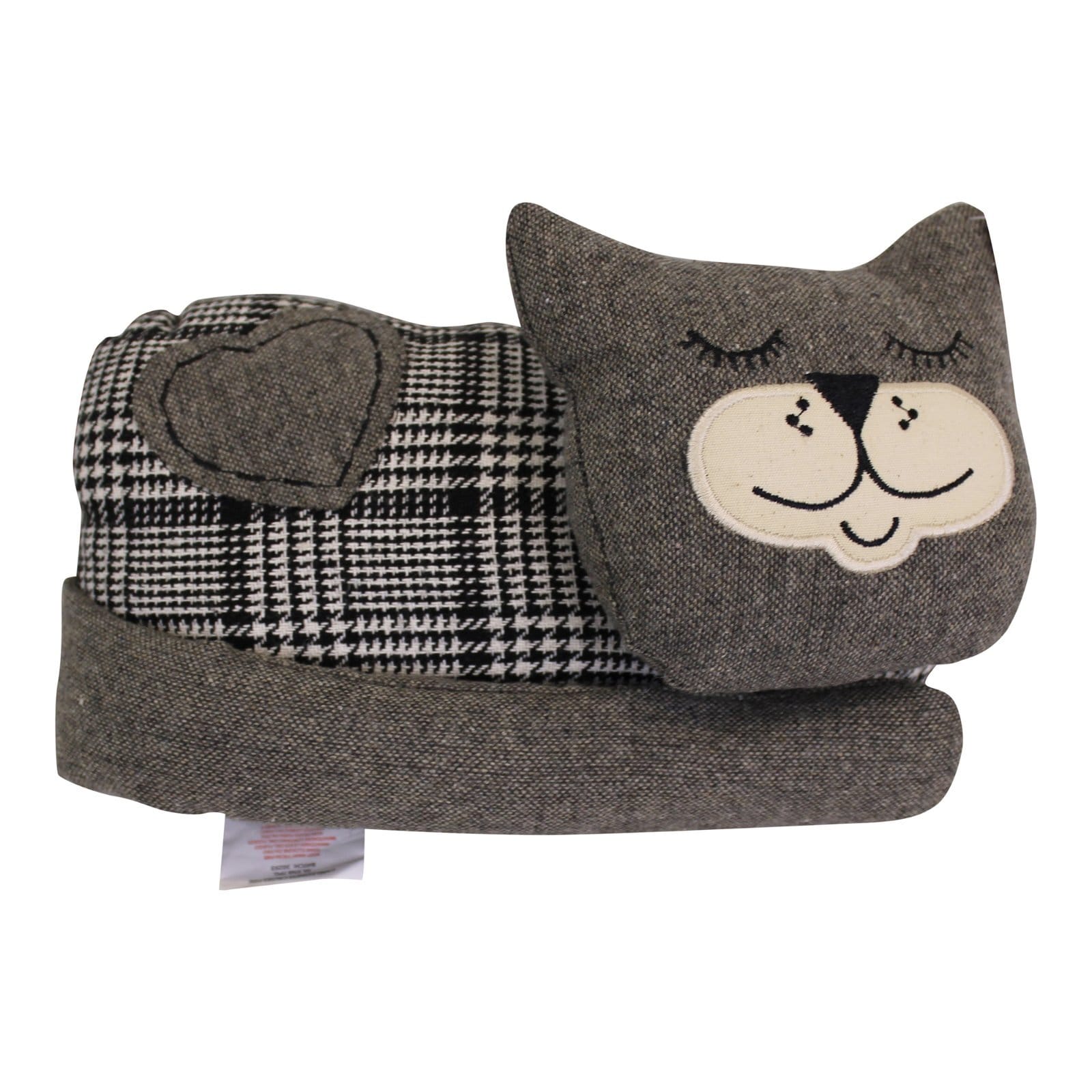 Sleeping Cat Fabric Doorstop Grey