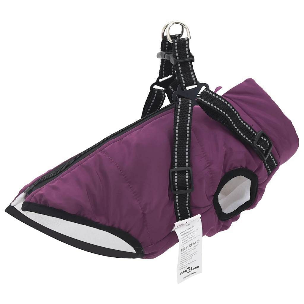 Dog Coat with Harness Waterproof Reflective Purple S | eBay