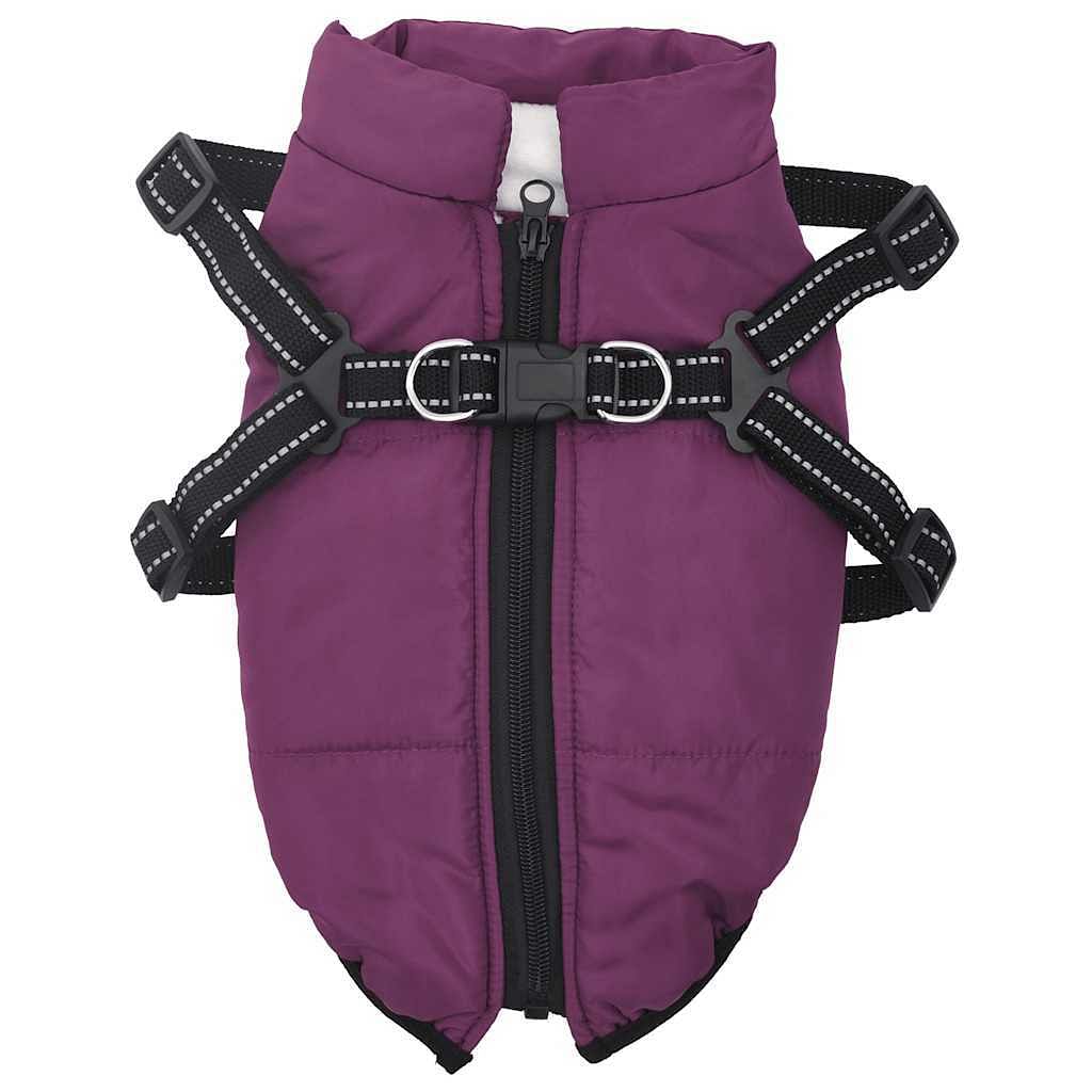 Dog Coat with Harness Waterproof Reflective Purple S | eBay